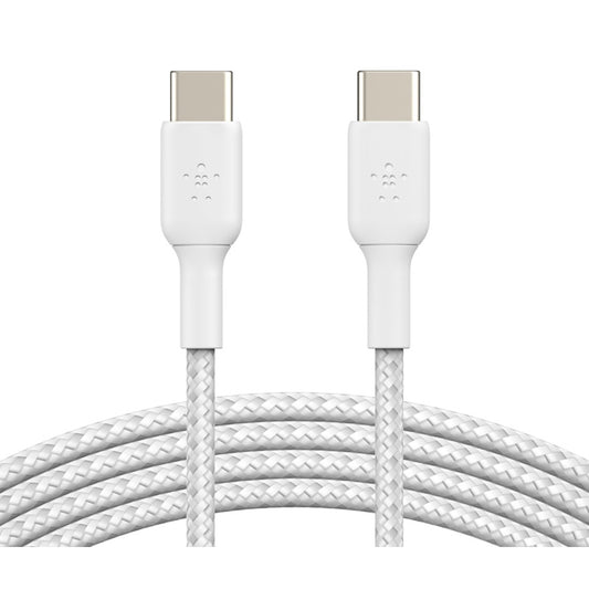 BOOST CHARGE™ USB-C to USB-C 2.0 Braided , 1M, White, (2pk)