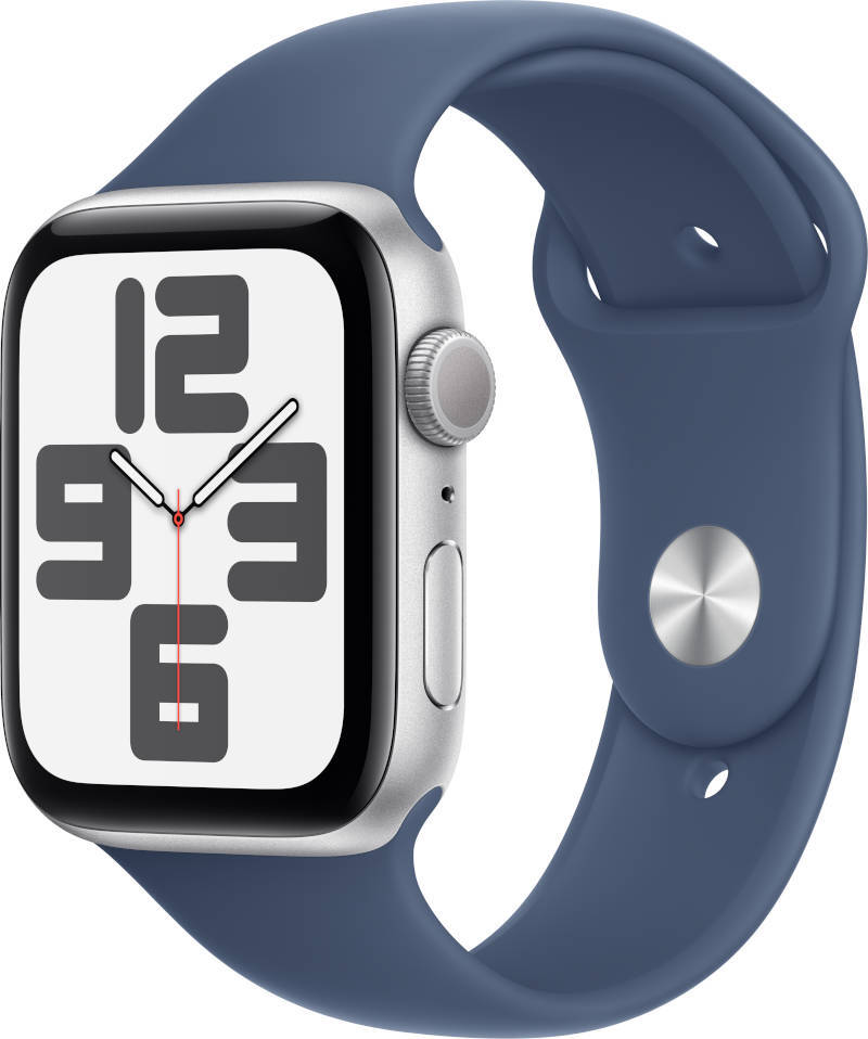 Apple Watch SE - 44mm - Silver with Storm Blue Sport Band (S/M)