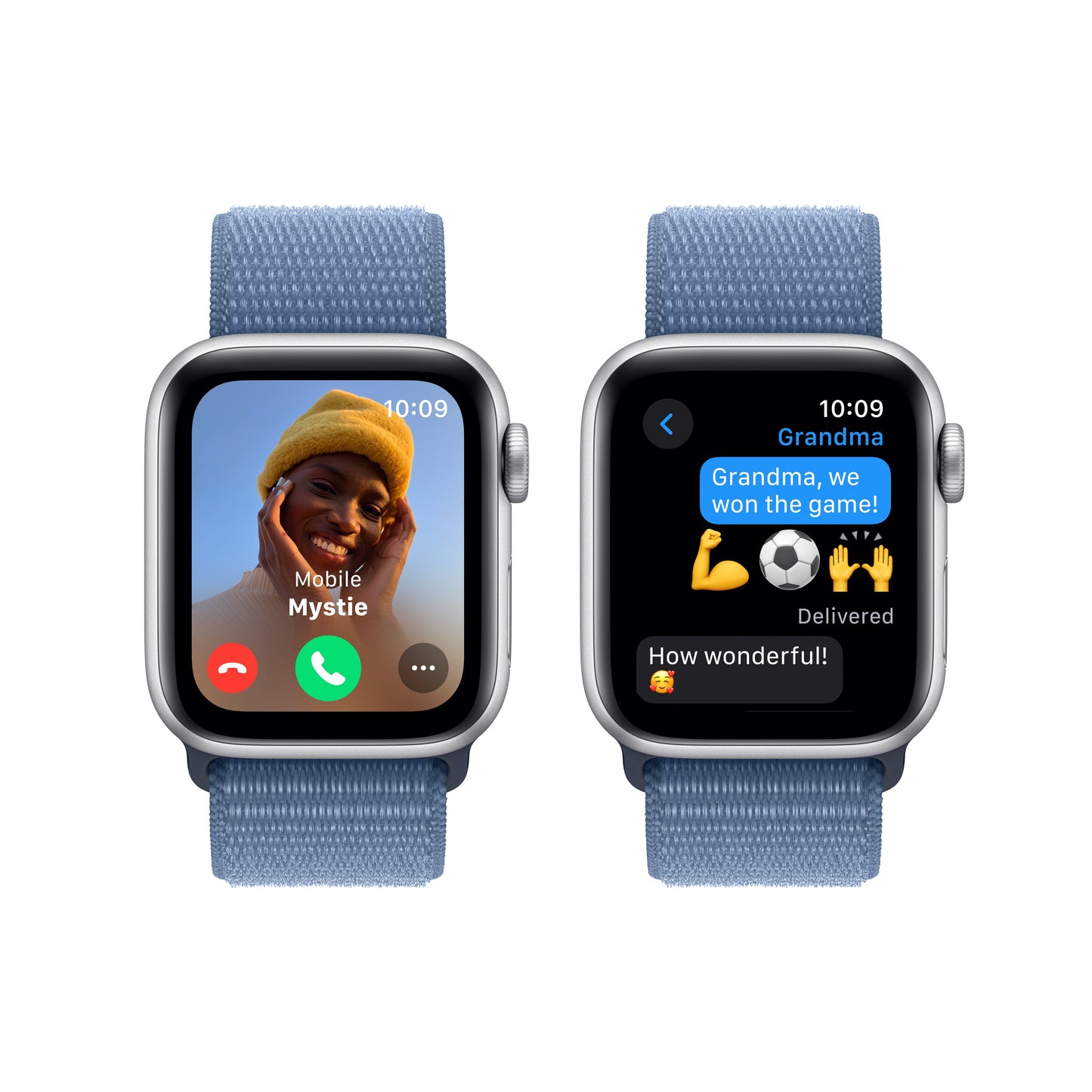 Apple Watch SE - 44mm - Silver with Storm Blue Sport Band (S/M)