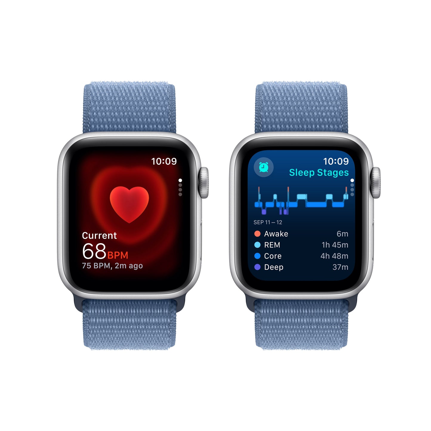 Apple Watch SE - 44mm - Silver with Storm Blue Sport Band (S/M)