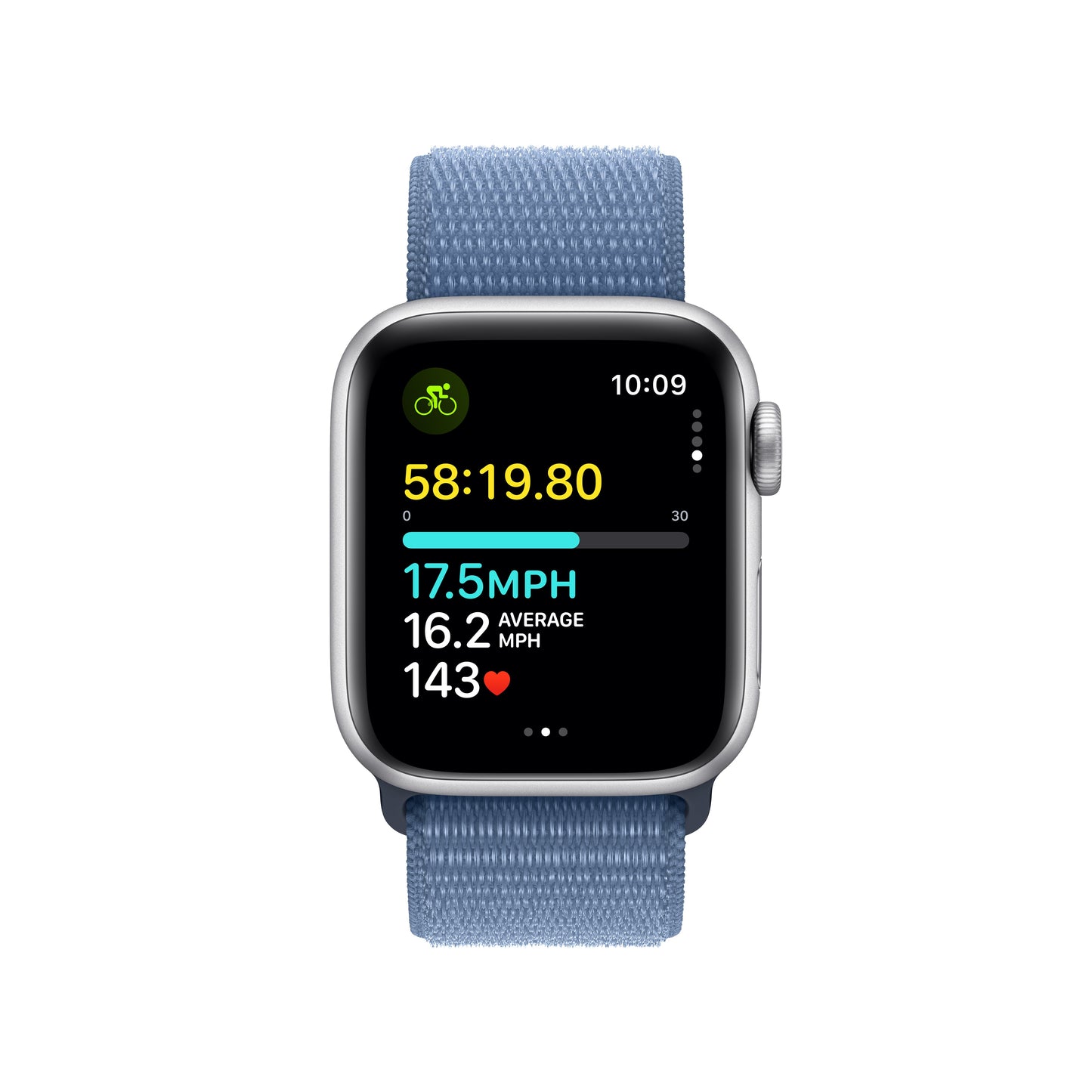 Apple Watch SE - 44mm - Silver with Storm Blue Sport Band (S/M)