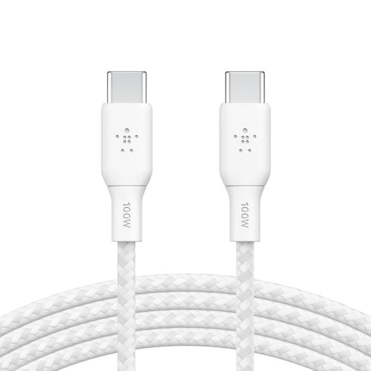 BOOST CHARGE™ 100w USB-C to USB-C 2.0 Braided Cable 2M White