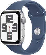 Apple Watch SE - 44mm - Silver with Storm Blue Sport Band (S/M)