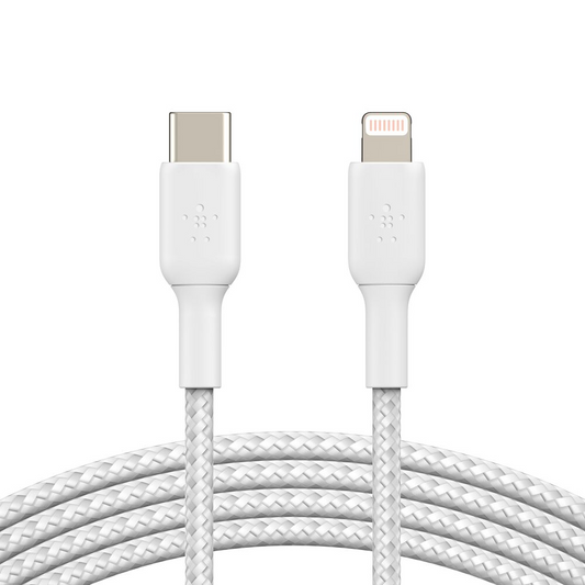BOOST CHARGE™ USB-C to USB-C 2.0 Braided , 2M, White, (2pk)